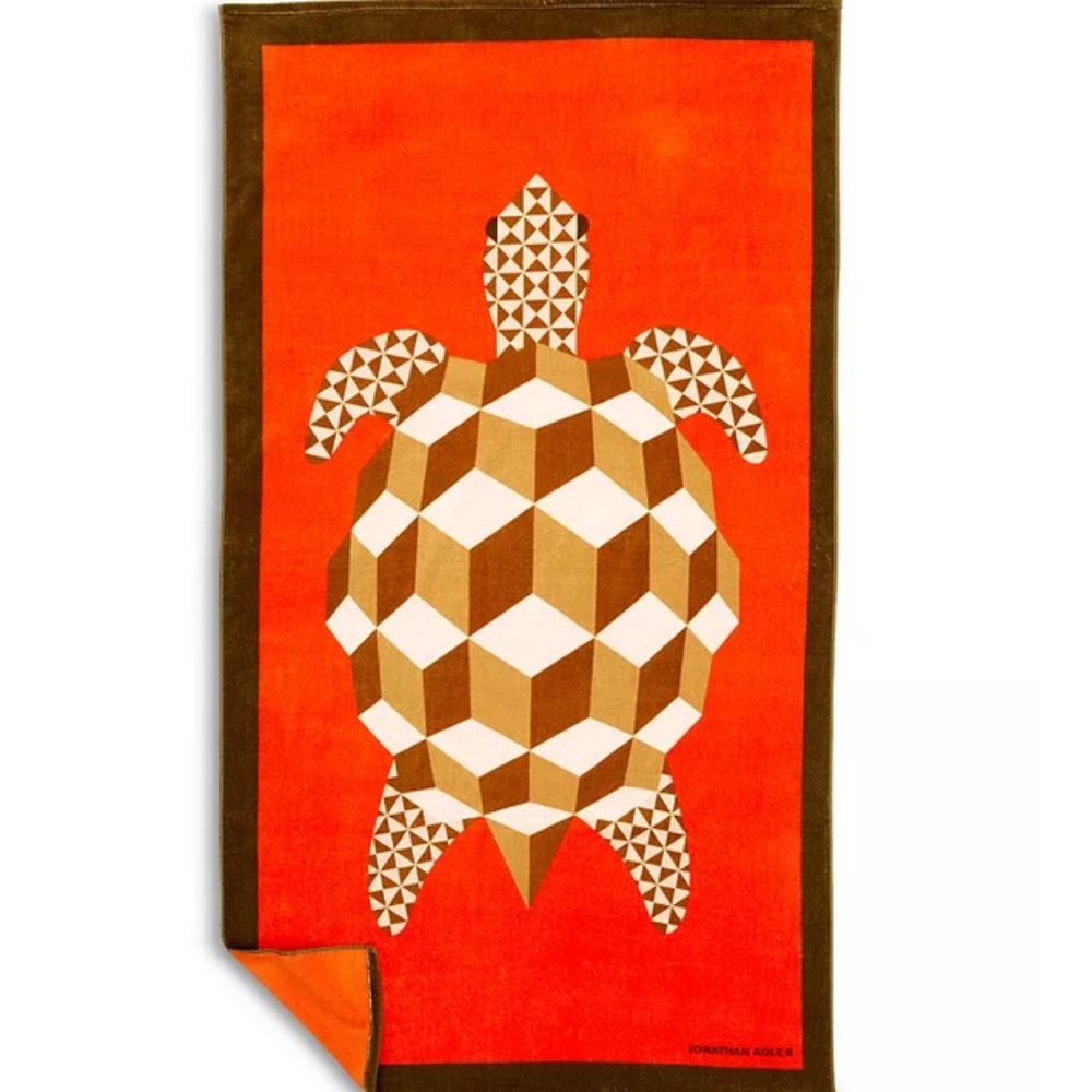 Jonathan Adler Reversable Turtle Print Beach Towel NWT